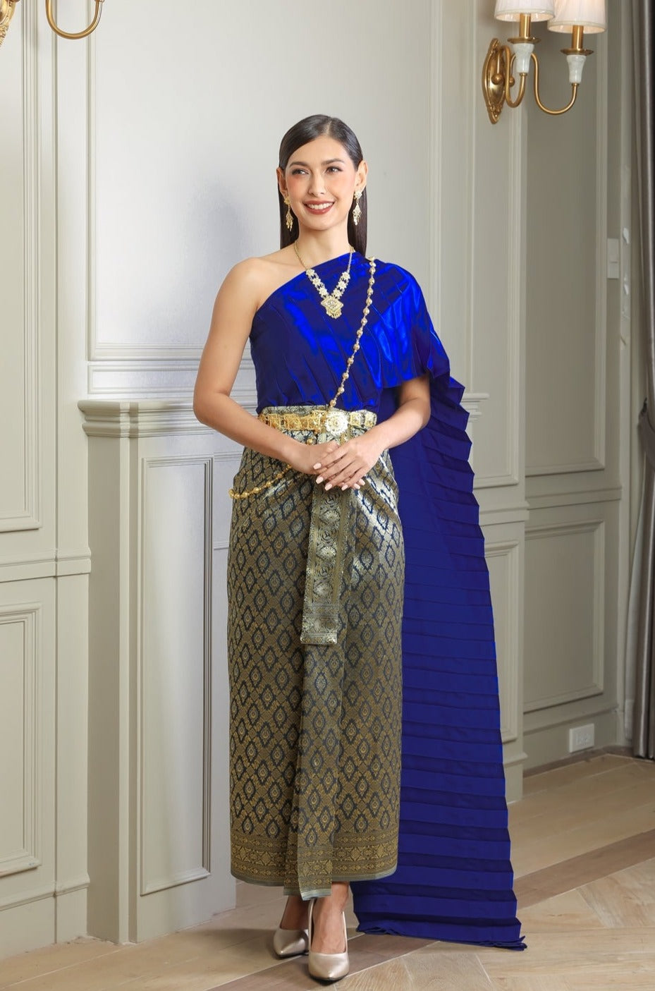Photo of a blue traditional Thai dress