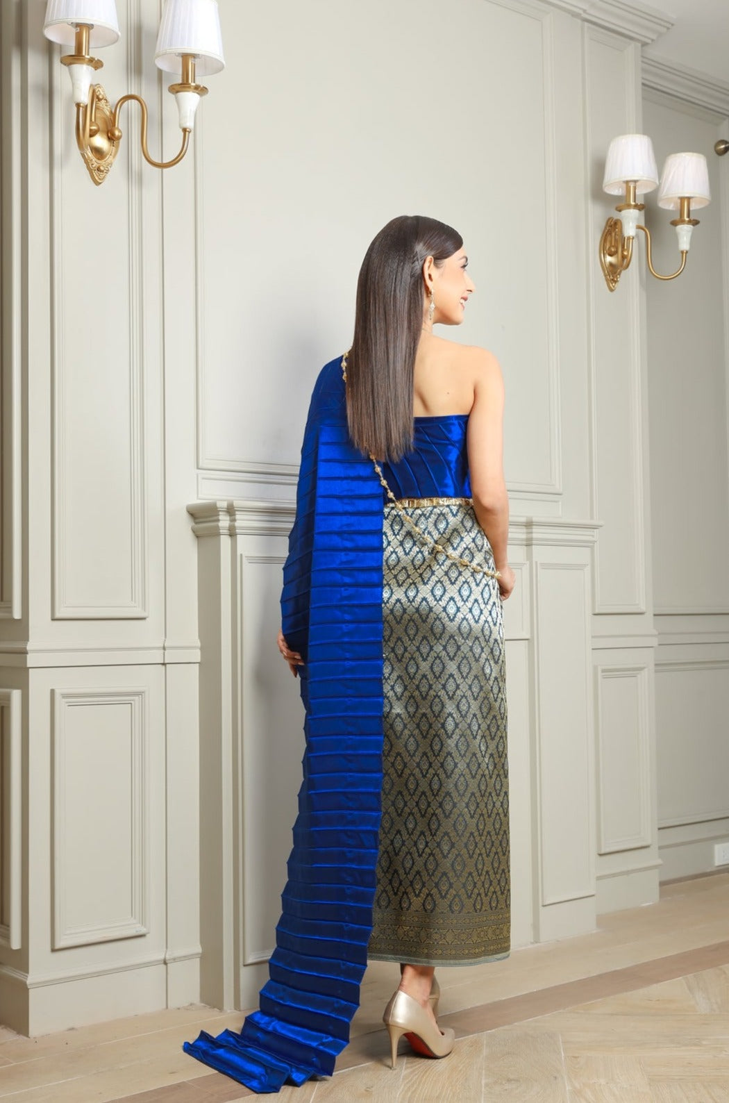 Blue traditional Thai dress for women